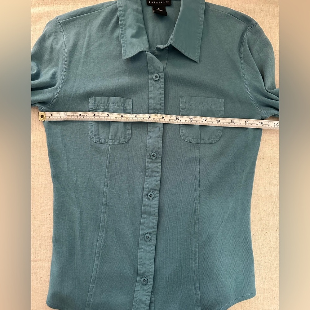Rafaella Teal Button-Down 100 Percent Cotton Shirt Size Small - Picture 7 of 11